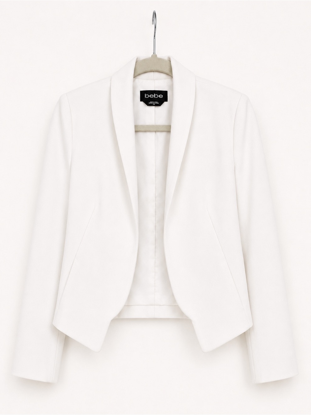 Bebe Ivory Open Front Cropped Blazer | Size 4 | Tailored Jacket